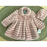 Abrigo bebé con capota  rosa palo Pelo rayado 4001 MARTA Y PAULA