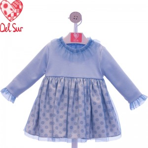 vestido niña azul lunares DELSUR 5188 familia TAMBOR